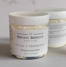Load image into Gallery viewer, Two jars of Brody Brielle Cocoa + Cashmere Whipped Body Butter on a light background