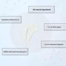 Load image into Gallery viewer, Swipe of All Natural Shea Body Butter by Brody Brielle Skincare with some benefits listed
